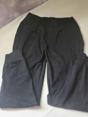 Black Elastic High-Waist Jogger Leggings, Cuffed Ankles.  *missing drawstring😭